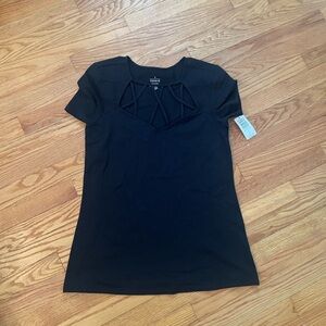 Torrid Black Geometric Cutout Tee